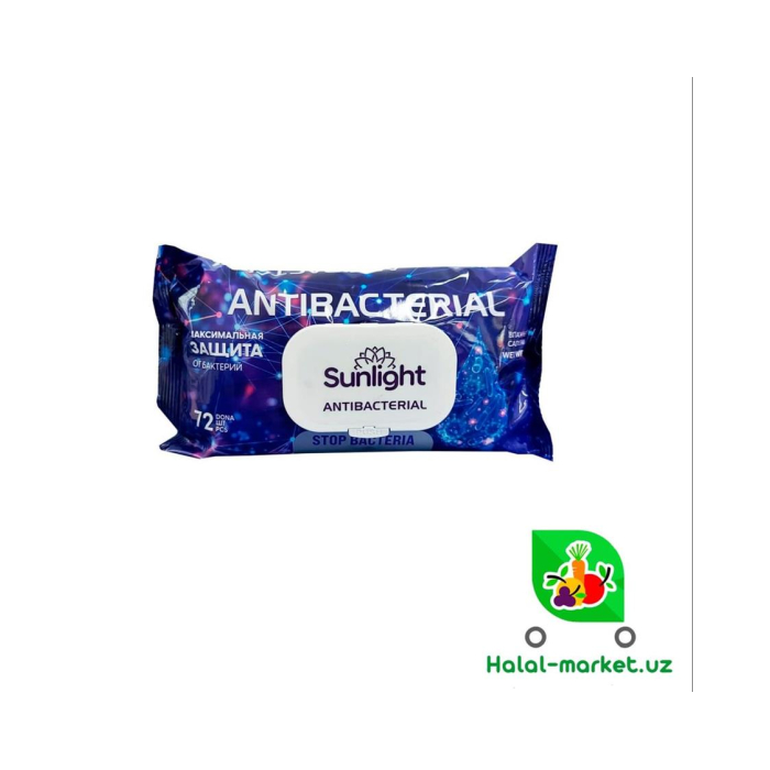 SUNLIGHT ANTIBACTERIAL 72 dona namlikli salfetkalar