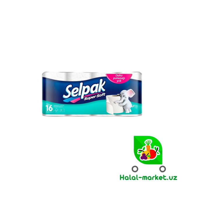 SELPAK SUPER SOFT 16 rolik 3 qatlamli hojat qog'ozi