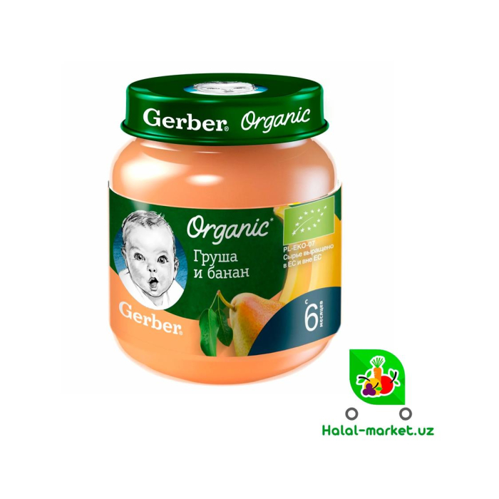 Пюре GERBER Organic Груша-Банан ст/б 125гр