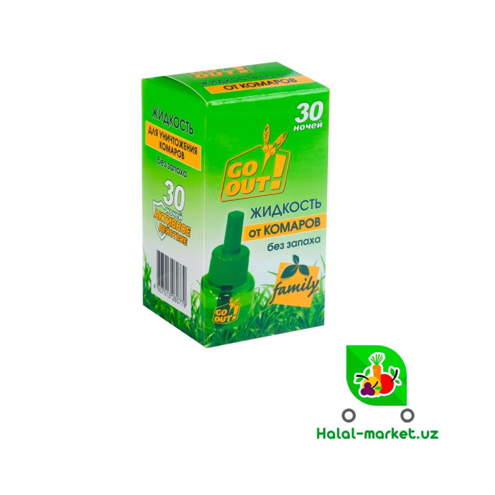 GO OUT 30 kecha uchun chivinlarga qarshi suyuqlik