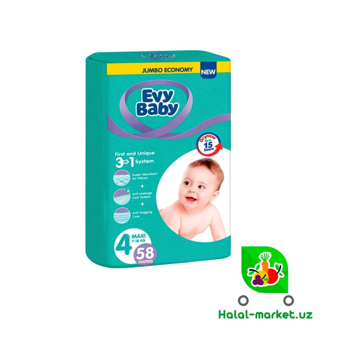 Подгузники EVY BABY Maxi 4 (19шт)