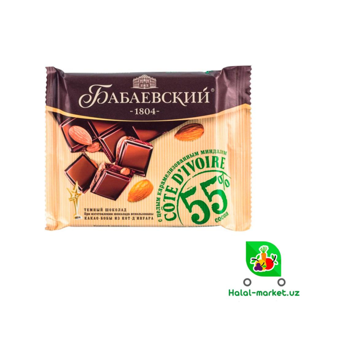 BABAIEVSKY shokoladli plitka karamelizatsiyalangan bodom bilan 90gr
