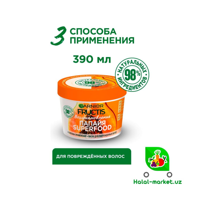 FRUCTIS SUPERFOOD Sochlar uchun niqob Qayta tiklash 390ml