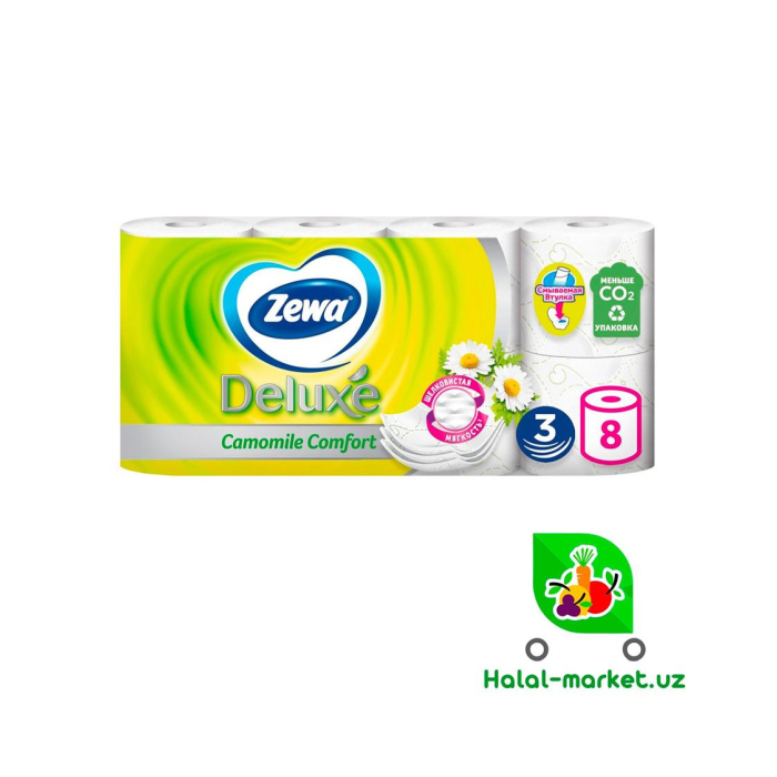 ZEWA DELUXE Romashka 3 qatlam 8 rulonli hojat qog'ozi
