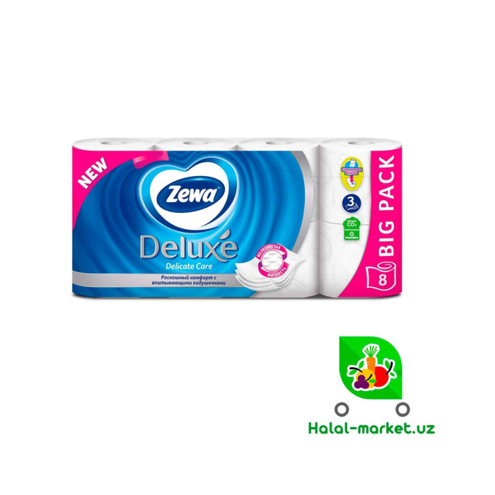 Туалетная бумага ZEWA DELUXE Delicate Care 3слоя 8рул