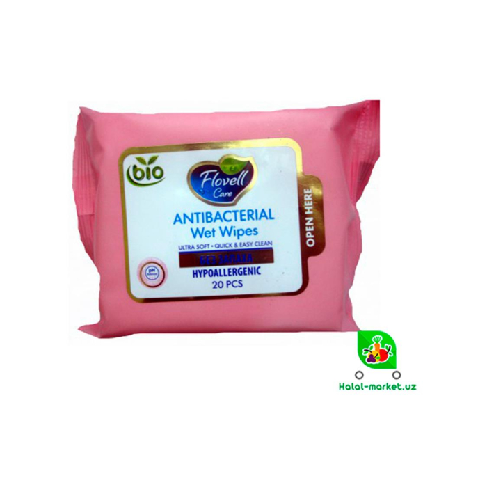 FLOVELL CARE Antibakterial namlikli salfetkalar 20 dona