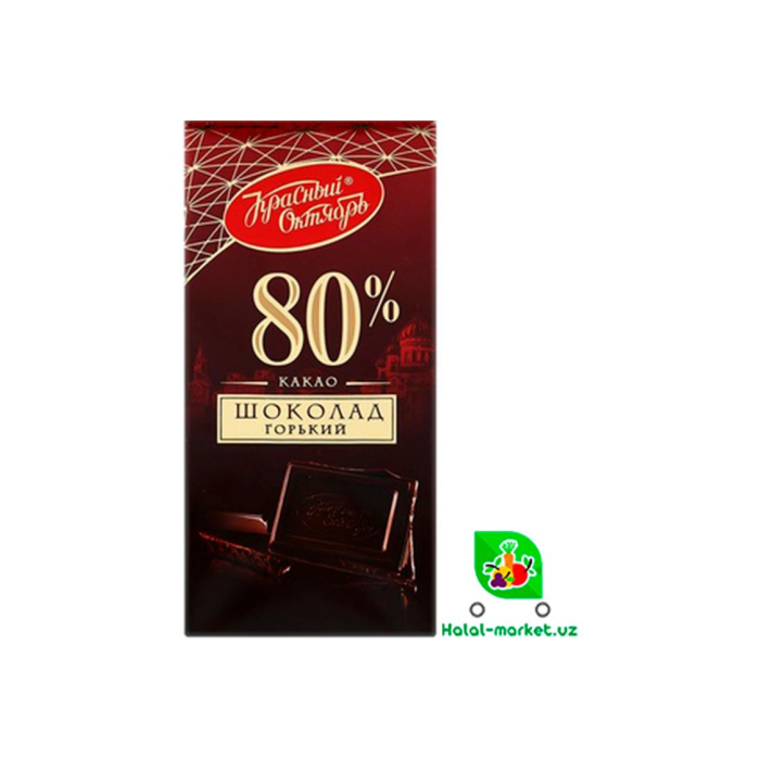Шоколад Красный Октябрь 80% какао Горький 75гр