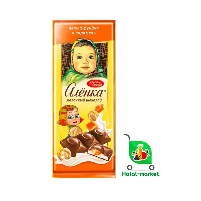 Alёnka shokoladi to'liq yong'oq va karamell 165gr