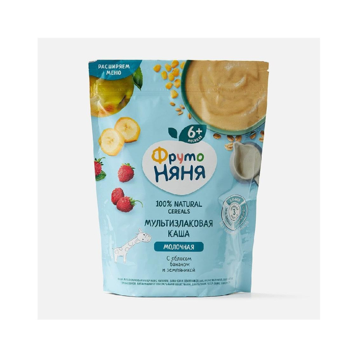Каша ФРУТО НЯНЯ Мультизлаковая блоко,Банан,Земляника 200гр
