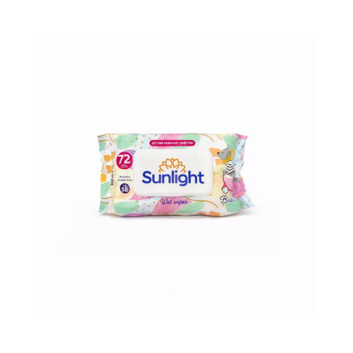 Влажные салфетки SUNLIGHT Мишка 72шт