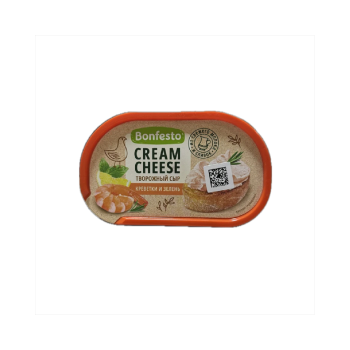 Плавленый сыр CREAM CHEESE Креветки Зелень 140гр