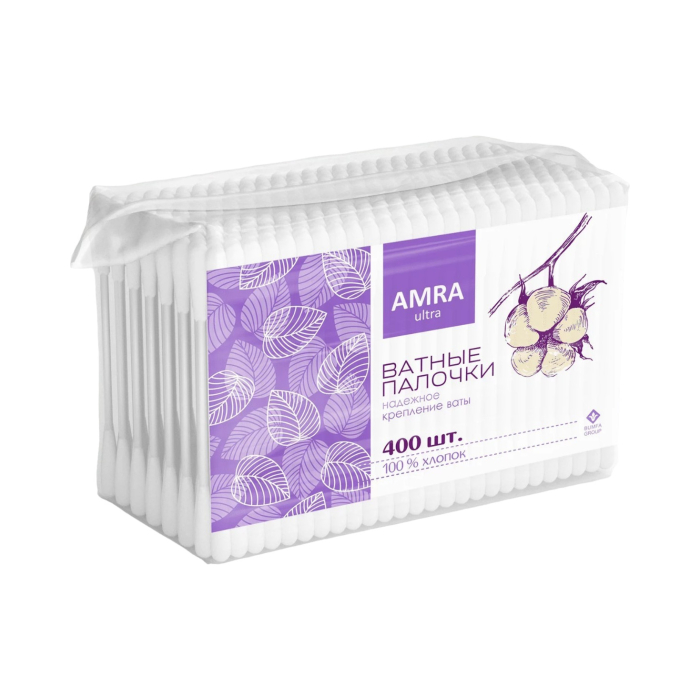 Палочки ватные Amra 400 шт пак