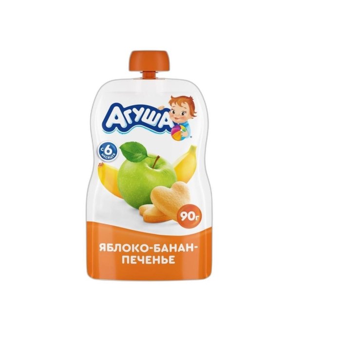 ПЮРЕ АГУША ЯБЛОКО-ТВОРОГ-ПЕЧЕНЬЕ  90 Г