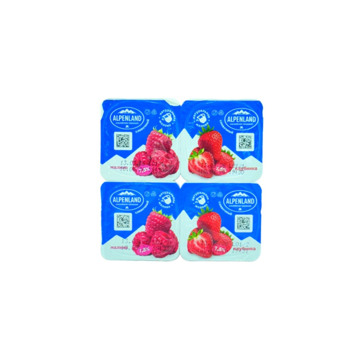 ЙОГУРТ ALPENLAND КЛУБНИКА-МАЛИНА 7,5% 95 ГР
