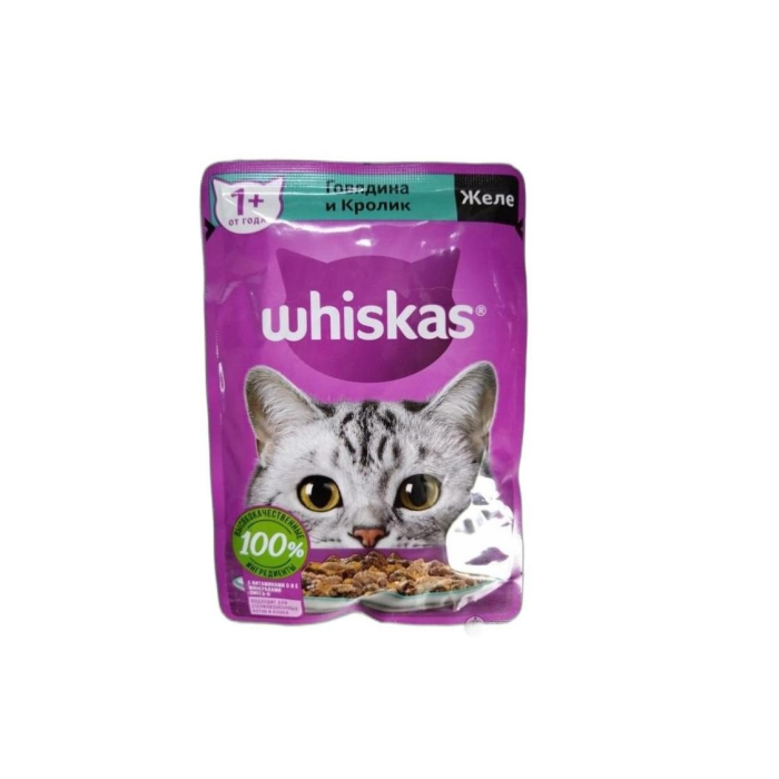 КОРМ WHISKAS КРОЛИК ЖЕЛЕ 75ГР
