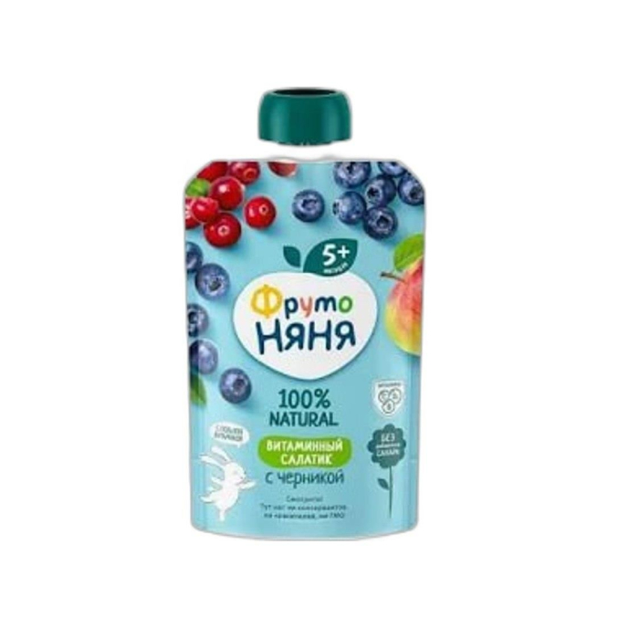 ПЮРЕ ФРУТО НЯНЯ ЯБЛОКО БАНАН КЛУБНИКА  90 Г