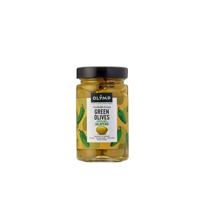 OLYMP GREEN OLIVES JALAPENO 320g