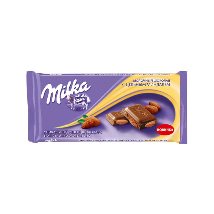 MILKA ШОКОЛАД С МИНДАЛЕМ 130ГР