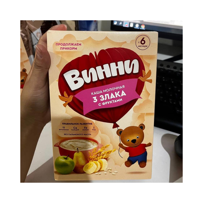 КАША ВИННИ 3 ЗЛАКА ФРУКТ 6 МЕСЯЦ 200Г