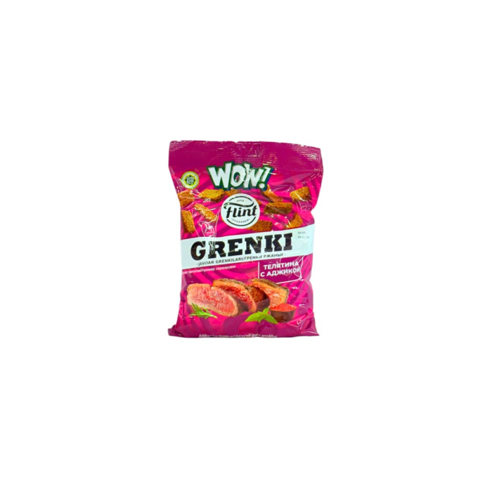 СУХАРИКИ FLINT GRENKI ТЕЛЯТИНА С АДЖИКОЙ 100ГР