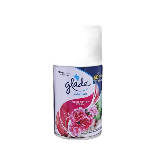 GLADE AUTO СПРЕЙ 3В1 ПИОН ЖӘНЕ ЖЕМІС БЕРІКТІГІ 269МЛ