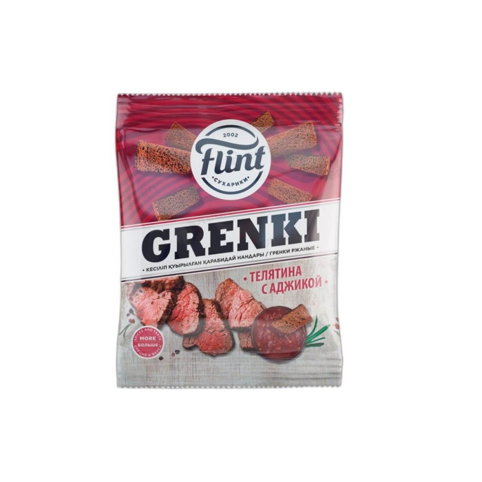 СУХАРИКИ FLINT GRENKI ТЕЛЯТИНА С АЖИКОЙ 60ГР