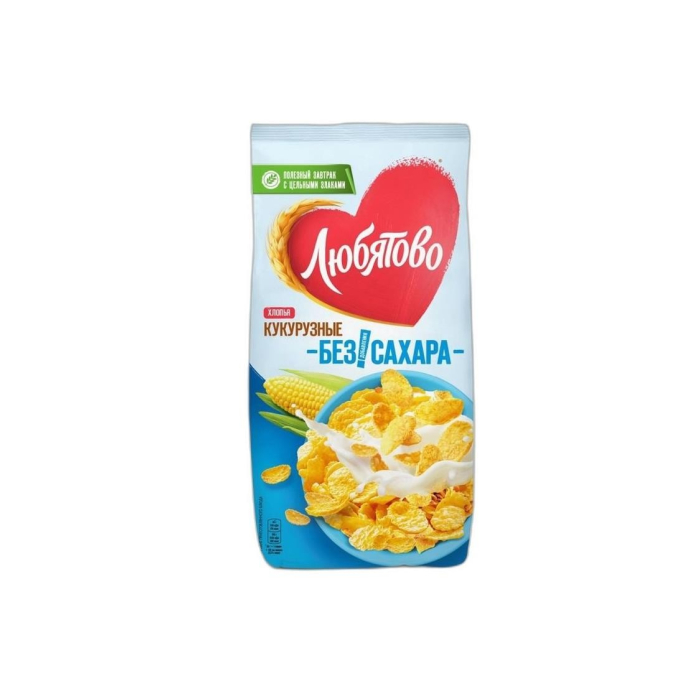 ЛЮБЯТОВО ХЛОПЬЯ КУКУРУЗНЫЕ без сахар 270г