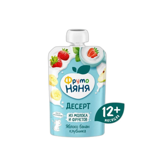 ФРУТО НЯНЯ 12+ ДЕСЕРТ ЯБЛОКО БАНАН КЛУБНИКА 90г