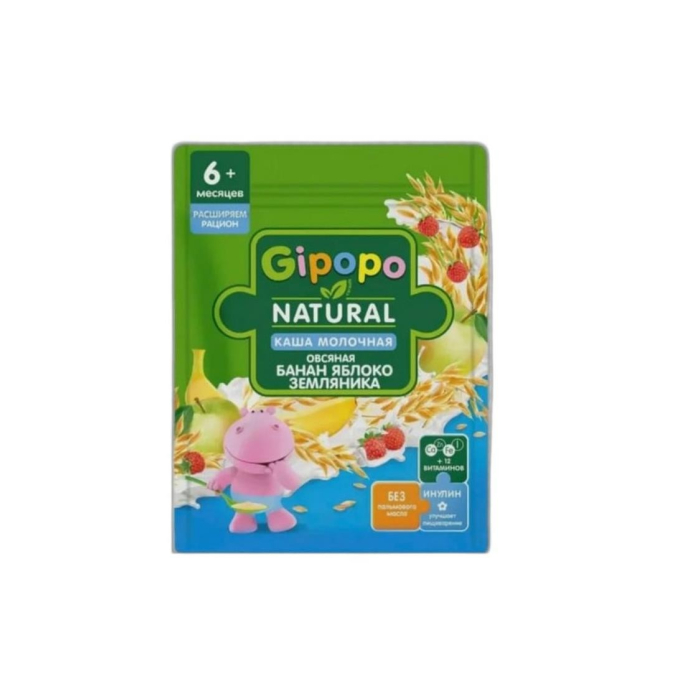 КАША GIPOPO МОЛ/ОВСЯНАЯ БАН/ЯБЛ 200ГР