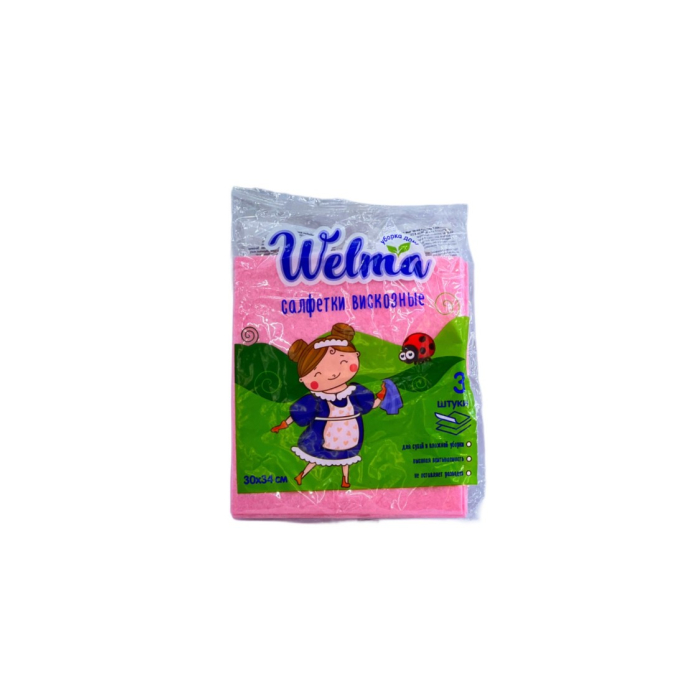 WELMA САЛФЕТКИ ВИСКОЗНЫЕ 3ШТУКИ
