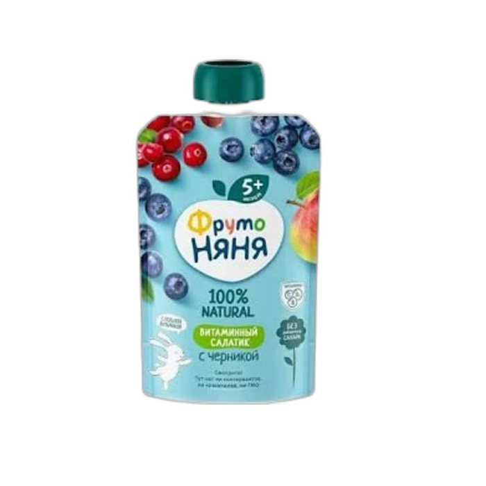 ПЮРЕ ФРУТО НЯНЯ ЯБЛОКО ЧЕРНИКА 100ГР