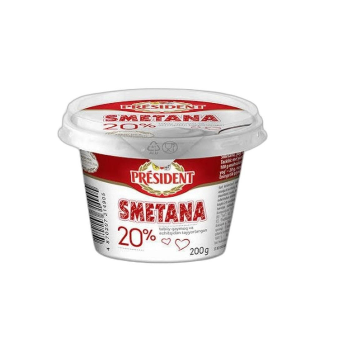 222 СМЕТАНА PRESIDENT 20% 200ГР