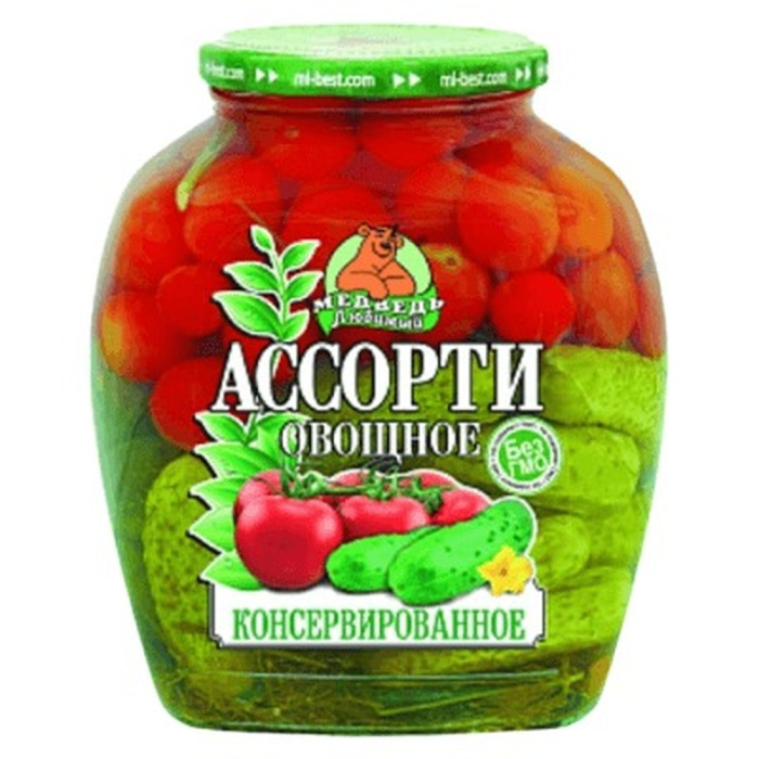Ассорти овощное огурцы и черри маринованные Medvedev 680 г