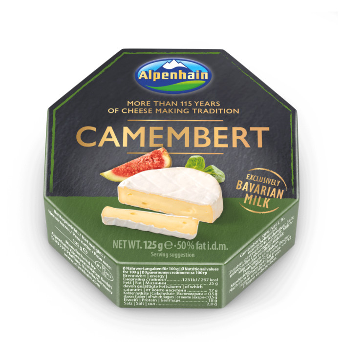 גבינה רכה Alpenhain Camembert עם עובש לבן 50% 125 גרם