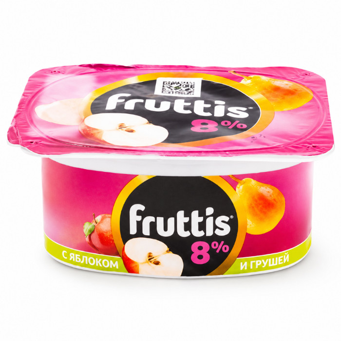 Fruttis yogurt product with apple and pear flavor 8% 115 grams