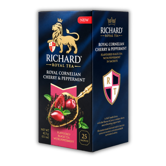 Richard Royal Cornelian Cherry & Peppermint תה שחור עם דובדבן קורנליאני ונענע 25 שקיקים 42.5 גרם