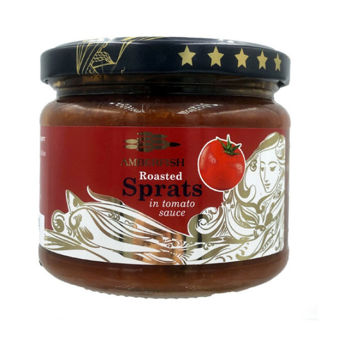 AMBERFISH- Fried sprat in tomato sauce 280 grams glass
