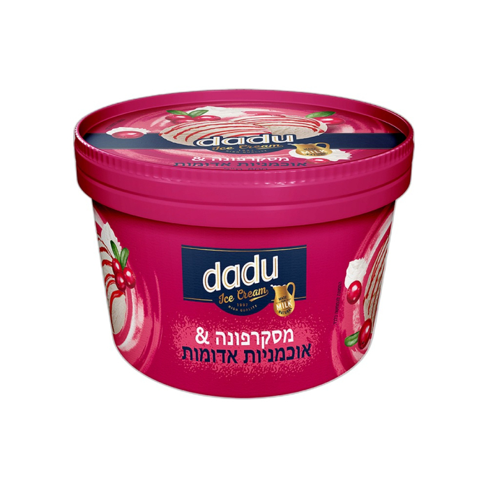 Cream ice cream with mascarpone flavor and red blueberry syrup 440 grams