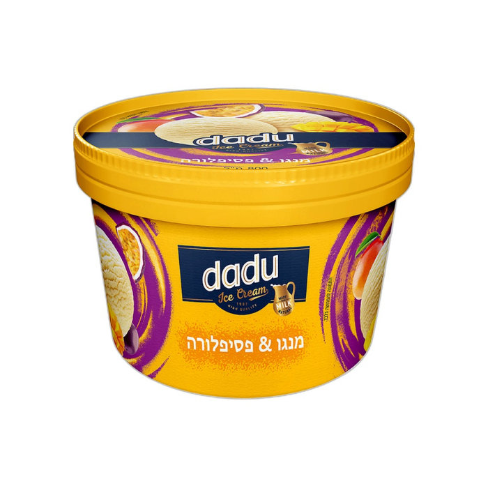 Vanilla cream ice cream with passion fruit and mango pieces 440 grams