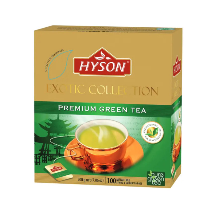 תה ירוק Hyson Exotic Collection Premium Green Tea 100 שקיקים 200 גרם