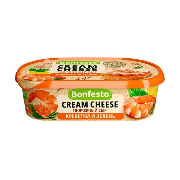 Сыр творожный Bonfesto Cream Cheese с креветками и зеленью 140 г
