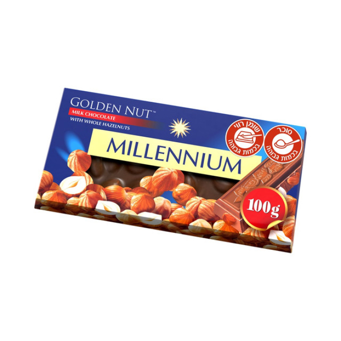 Millennium Gold - milk chocolate with whole hazelnuts 100 grams