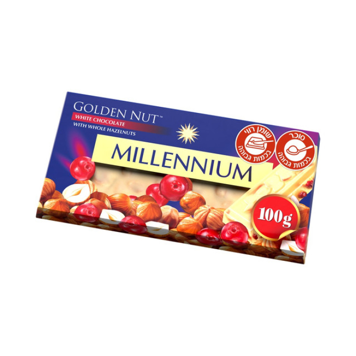 Millennium Gold - white chocolate with hazelnuts and cranberries 100 grams