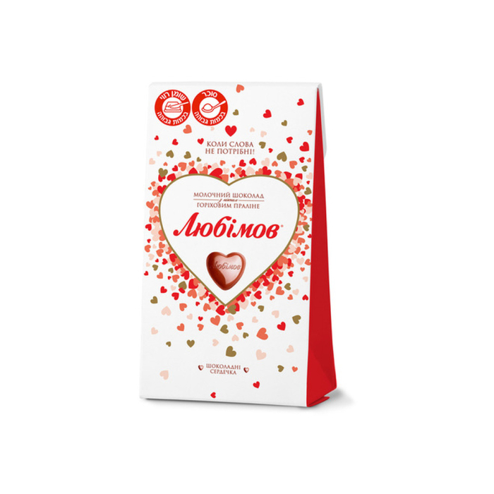 Bonbonniere "Liubimov" milk chocolate candies with hazelnut praline filling 100 grams