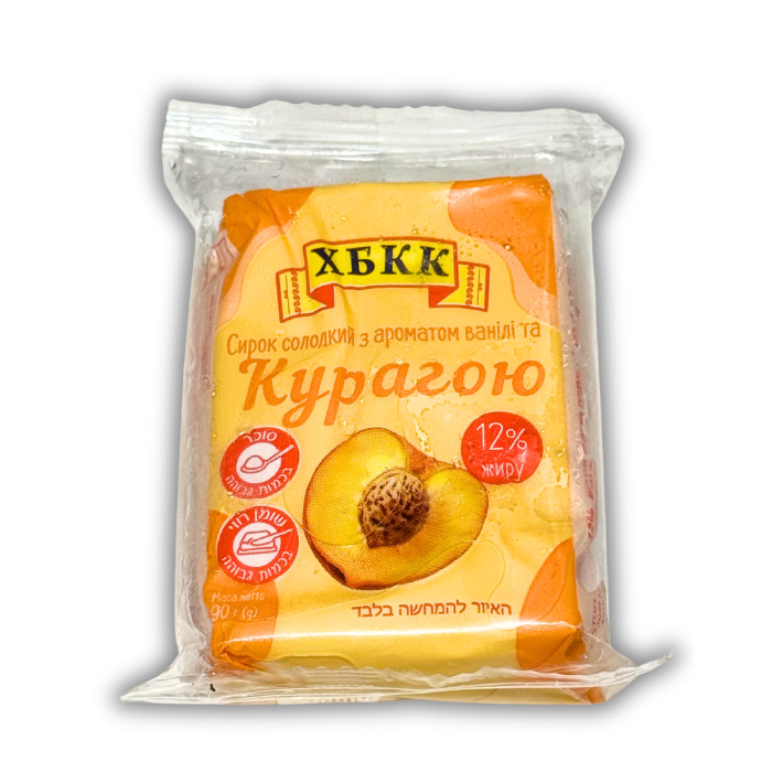 Сладкий сырный снек HBKK с ароматом ванили и сушеным абрикосом 12% 90 грамм