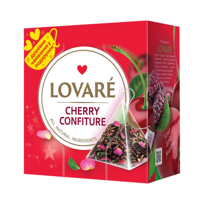 Cherry Confiture" a blend of black tea and green tea with flower petals and the aroma of cherry and mulberry 30 grams
