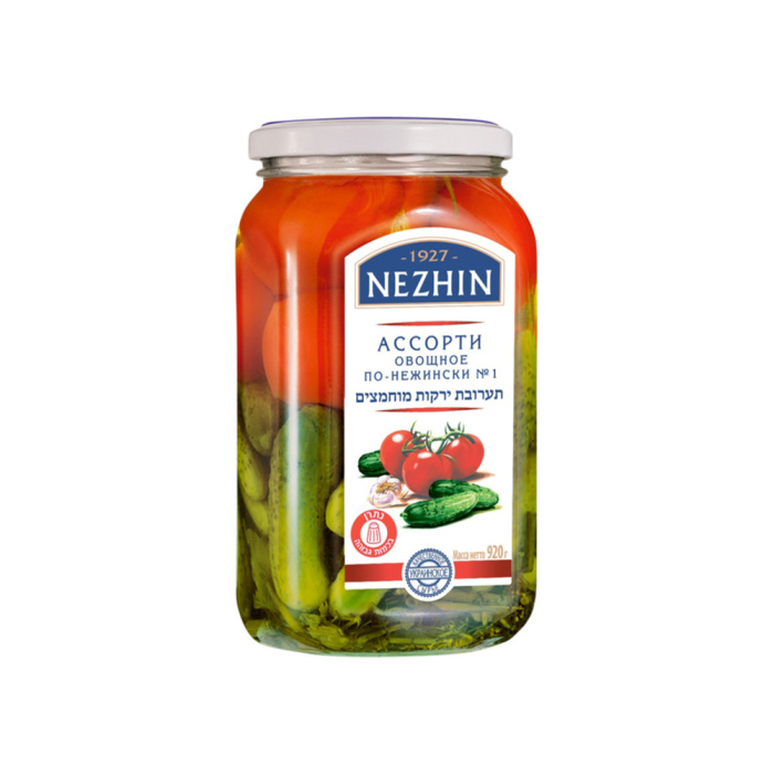 עגבניות ומלפפונים בתחמיץ 920 גרם 1/12 -NEZEN