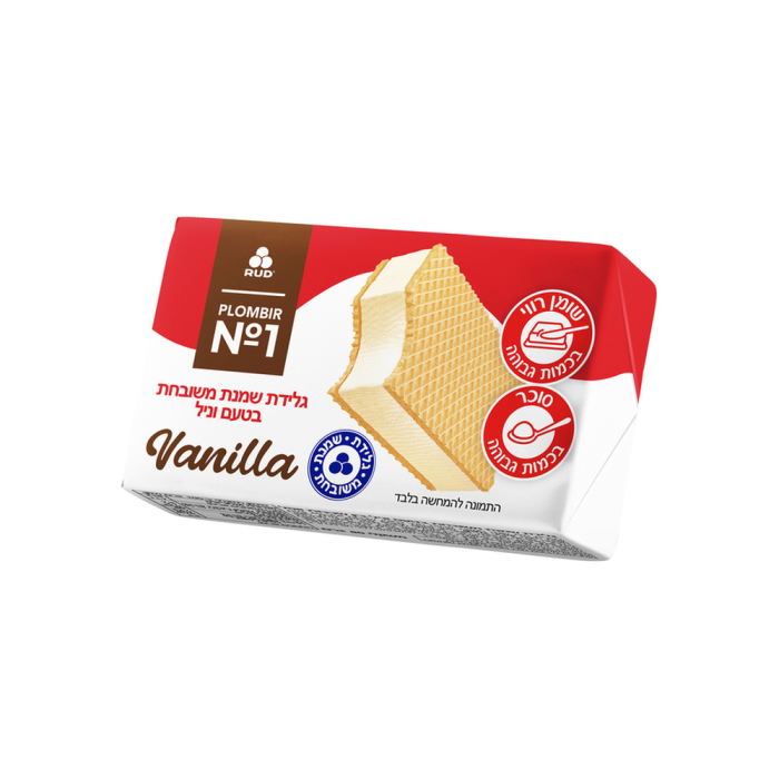 Cream ice cream with vanilla flavor sandwich "Plombir No. 1" 80 g (RUD(48