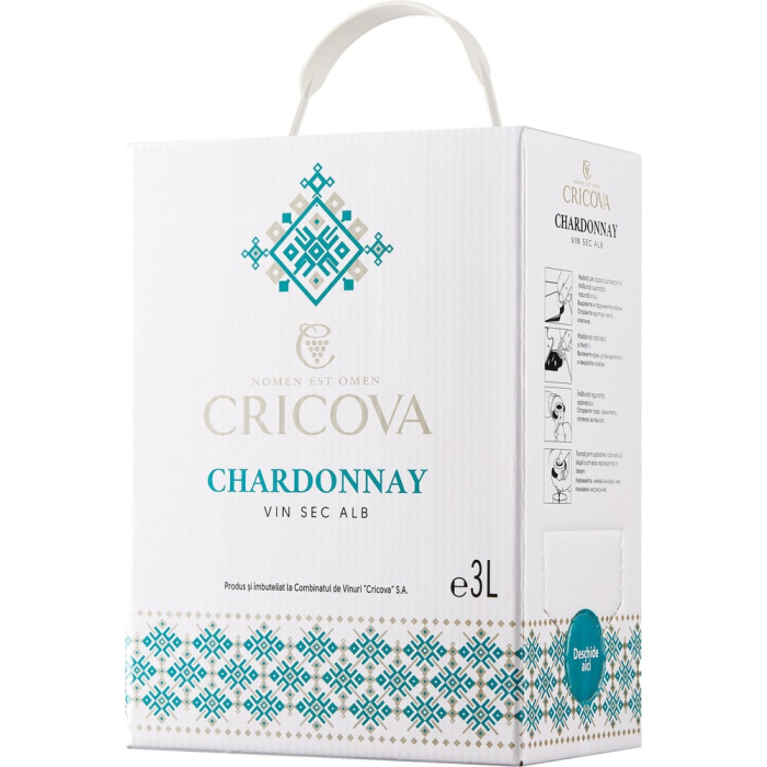 Вино Cricova Chardonnay белое сухое 3 л