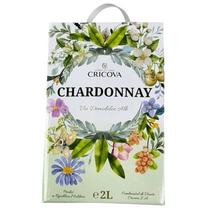 Вино Cricova Chardonnay белое полусладкое 2 л